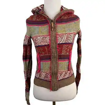 Moth Anthropologie Multicolored Knit Wool Zip Up Sweater Size XS • $18