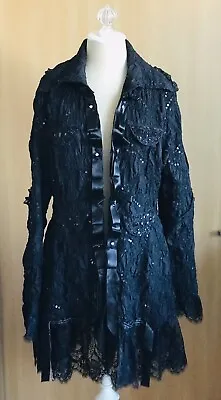 $100 • Buy NWOT Simon Chang Women's Lace Sequin Black Jacket Boho Sexy Pirate Cosplay Sz 8
