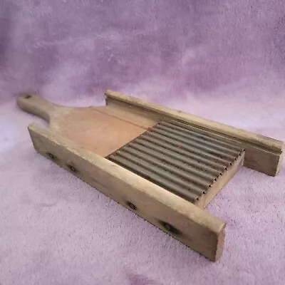 Vintage Wooden Primitive Food Cheese Vegetable Grater Slicer T&D Antique Kitchen • $4.99