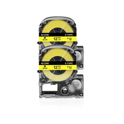 2PK Black On Yellow Tape Compatible With Epson 212BYPX K-Sun 212BY LW-PX300 1/2  • $9.99