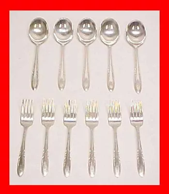 EPNS National Silver Flame Pattern Soup Spoons & Salad Dessert Forks Silverplate • $24.97