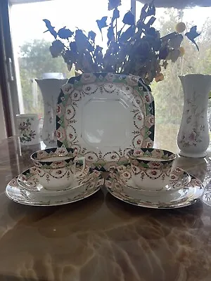 Warwick Edvardian Antique China Trio Set For 2 With Cake Plate (4963) • £7.90
