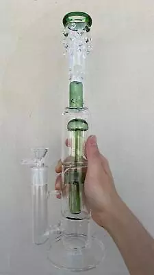 $35.99 • Buy 16  Green Hookah Heavy Glass Bong Percolate Water Smoking Pipe Bubbler 18mm Bowl