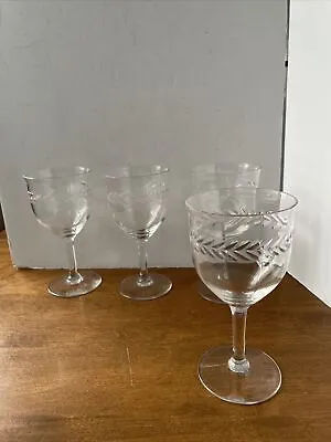 Seneca Laurel Wreath Water Wine Glasses Vintage Set Of 4  • $37.33