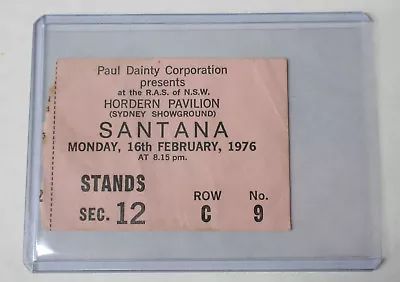 SANTANA Hordern Pavillion Sydney AUSTRALIA 1976 Concert TICKET STUB #1 Carlos • $84.30