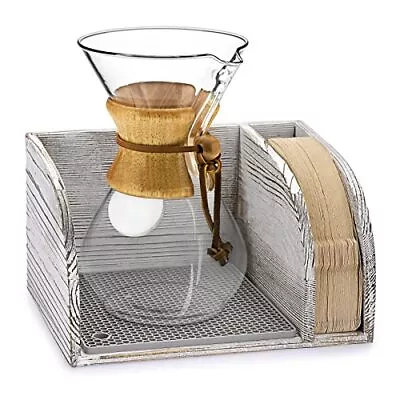 Vintage Wood Coffee Organizer Stand Compatible With Chemex Coffee Makers Hold... • $36.70
