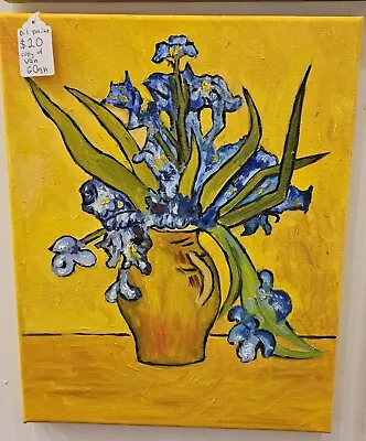 $15 • Buy Iris Copy Of Van Gogh Oil Painting On Canvas Handpainted 11 X 14 In.