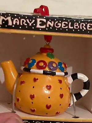 Mary Engelbreit Teapot Collection Yellow Background Red Heart  Teapot Orn • $10