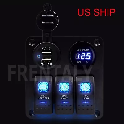 3 Gang Waterproof USB Toggle Automotive Switch Panel LED Car Marine Boats Rocker • $26.95