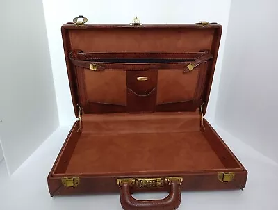 Vintage Airway Presto Combination Lock Mens Leather Attache Briefcase Classy • $99