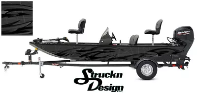 $282.45 • Buy Graphic Pontoon Wrap Gray Tribal Fishing Abstract Bass Boat Fish Decal Vinyl 