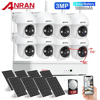 Wirelees Solar Battery Security Camera System Outdoor 2Way Audio 1TB 2K 360° PTZ • $339.99