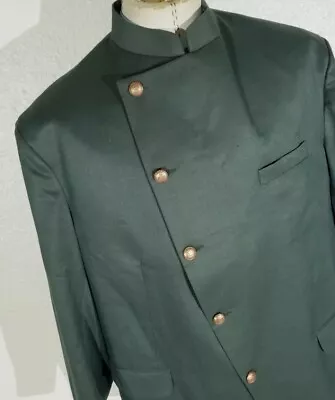  Vintage Geen Military Officer Nehru Collar Dragon Lining Jacket Coat 46R • $179.95