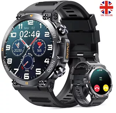 Military Smart Watch For Men Blood Pressure Heart Rate Monitor Fitness Tracker • £29.99