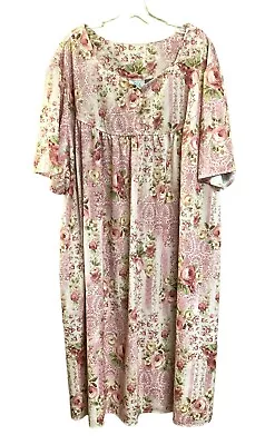 Only Necessities Womens Mumu House Dress Kaftan Pink Floral  *Missing Size Tag • $13.50