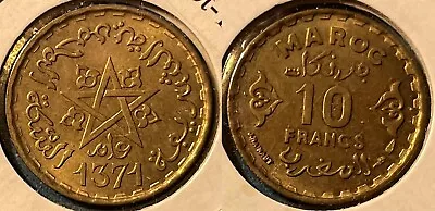 Morocco 1952 (1371) 10 Francs - Mohammed V KM-49 Aluminum Bronze BUNC #10 • $4.29