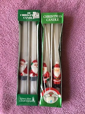 4 Vintage White Christmas Santa 10” Taper Candles New Old Stock In Sealed Box • $6.99