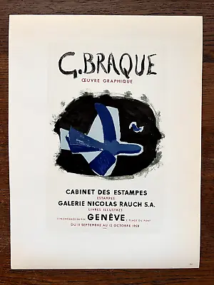 1959 Georges Braque Poster Lithograph   Œuvre Graphique  Original Mourlot • $79