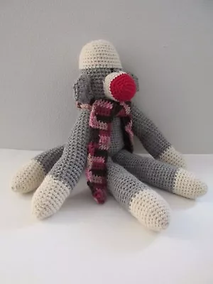 £25.32 • Buy Handmade Crocheted Gray 18.50  Sock Monkey Stuffed Animal