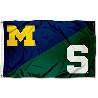 Michigan Vs. Michigan State House Divided Flag And Banner • $32.95