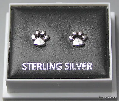 £5.99 • Buy Sterling Silver 925 Stud Earrings  Cute Dog Puppy Paw  Butterfly Backs St 224