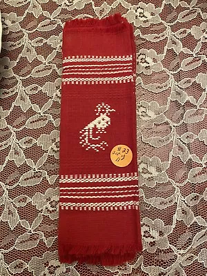 Mexican Cloth Napkins Red W/White Hand Embroidery Features Bird In Center • $18