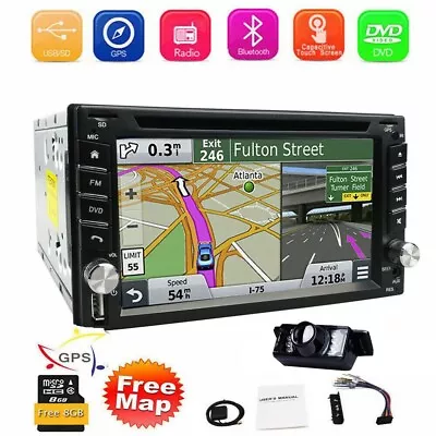 Backup Camera GPS Double 2Din Car Stereo Radio CD DVD Player Bluetooth With Map+ • $139