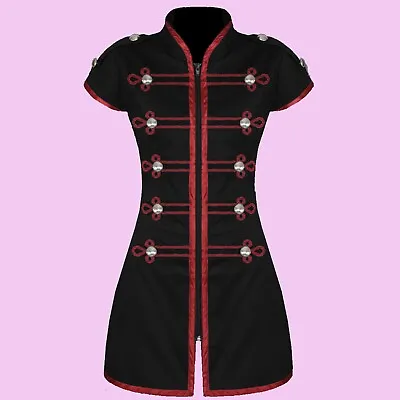 Black Wine Red Steampunk Goth Drummer Military Women Jacket • £157