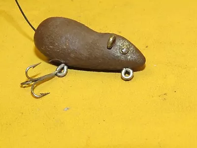 Vintage Unbranded 2  Wooden Flocked Mouse Fishing Bait Excellent! • $9.98