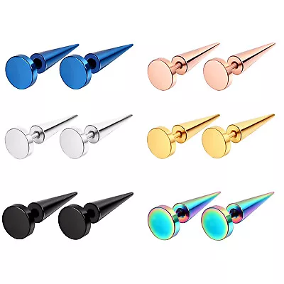 2-12pcs Mixed Color Men Women Fake Tapers Tunnel Cheater Ear Stud Spike Earrings • $8.99