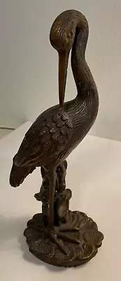 Vintage 12 1/2  Bronze Great Blue Heron Statue • $70