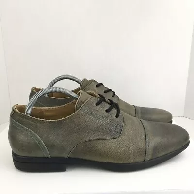 John Fluevog Men’s Rise Up Derby Green Leather Captoe Derby Shoes Size 10 • $69