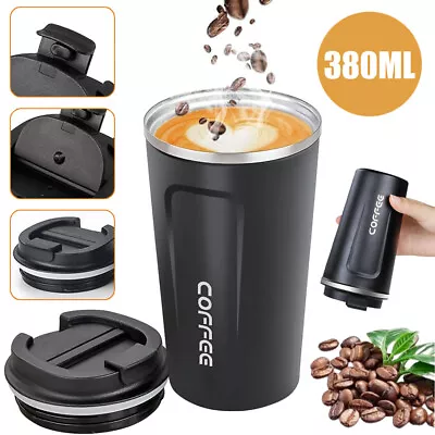 380ml Insulated Travel Coffee Cup Vacuum Thermos Car Coffee Mug Stainless Steel • £9.90