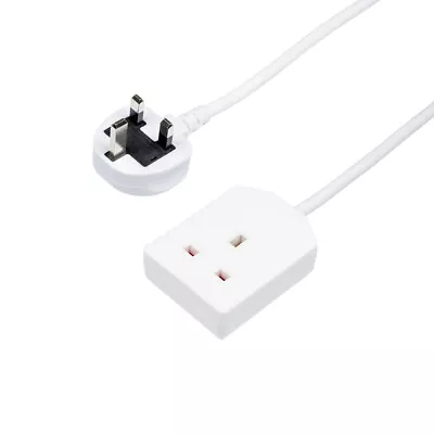 1 Way Mains Extension Lead Gang Single Socket Power 0.5M Metre Cable 13A White • £7.49