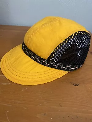 Vintage REI Tribal Nylon Mesh KIDS Yellow Black Cycling Cap Hat • $16