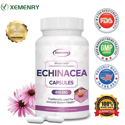 Echinacea Capsules 400mg -Immune Support SupplementRelieves Cold & Flu Symptoms • $12.73