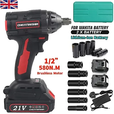 1000Nm 1/2  Cordless Electric Impact Wrench Drill Gun Ratchet Driver 1/2Battery • £33.29