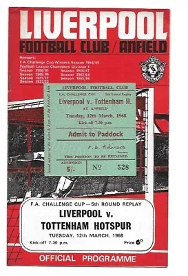 £9.99 • Buy Programme & Ticket 1968 Liverpool V Spurs Fa Cup 5th Round Replay Tottenham