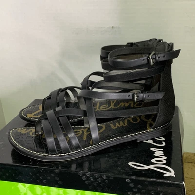 Sam Edelman Black GIBBS GLADIATOR SANDAL Strappy Lace Up Ankle • £30.28