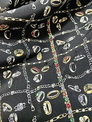 Nicole Miller Vintage 90s Women Scarf 41  X 43  Rings Jewelry 100% Silk 1995 EUC • $49.99