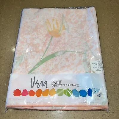 Vtg Vera Neumann Print Floral Tulip Garden Tablecloth 52x70 Cloth Fabric Pink • $37