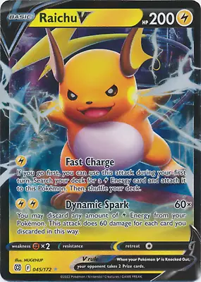 $2.99 • Buy Raichu V 045/172 Ultra Rare Brilliant Stars Pokemon TCG NM
