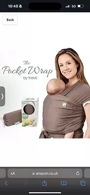 Trekki The Pocket Wrap Baby Sling Wrap Baby Carrier With Large Front Pocket Soft • £4.99