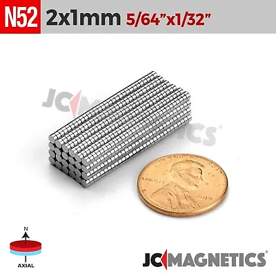 2mm X 1mm 5/64 X1/32  N52 Strong Rare Earth Neodymium Small Magnet Disc 2x1mm • $12.50