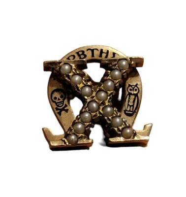 $125 • Buy Vintage 10K Gold And Seed Pearls Chi Omega Sorority Member Pin Badge 1954 USC 