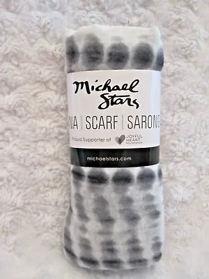 MICHAEL STARS Black White Alligator Tie Dye Ruana Scarf Sarong Cover Up NEW  • $13.29