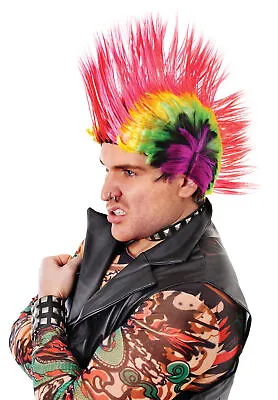 $27.25 • Buy 1980s Multi Colour Punk Mohican Rocker Wigs Mohawk Wig Fancy Dress Adults 80s