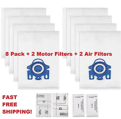 For Miele GN Vacuum Bags 3D 8 Bags + 2 Motor Protection +  2 Airclean Filters • $14.99