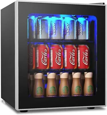 46L Drinks Cooler Fridge Glass Door Compact Counter Top Beer Wine Chiller • £99.99