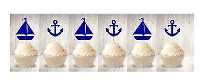 £3.25 • Buy Cup-cake Toppers, Anchor's, Sailing Boats Blue Glitter Card, Birthday, 6 Pieces